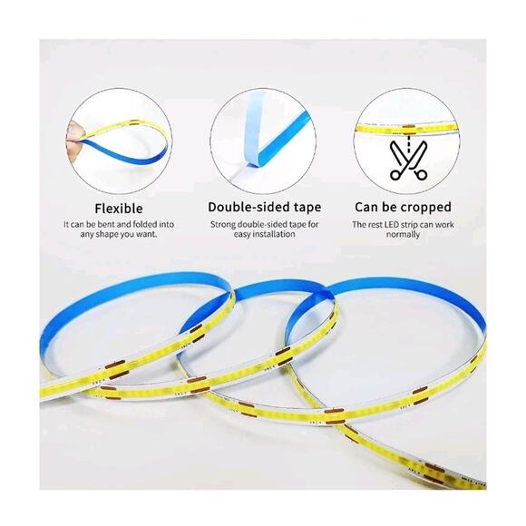 COB LED Strip Lights 6000K 16.4ft DC 24V Dimmable White Flexible LED Tape Light - Picture 6 of 8